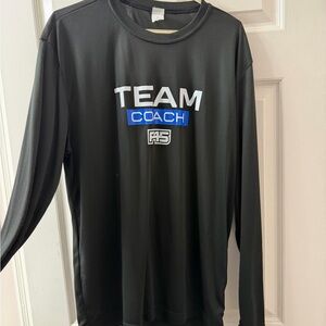 TEAM Coach Long Sleeve Shirt - Black with Blue & White Logo